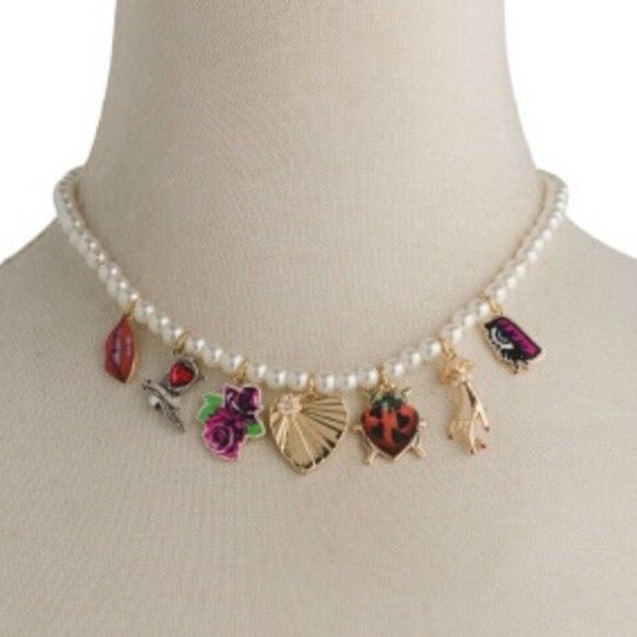 Betsey Johnson Jewelry - Betsey Johnson Pearl Love Charm Necklace NWT